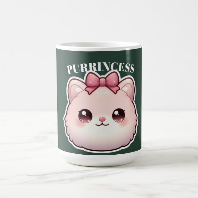 Purrincess Cute Pink Kitty Bow Design Coffee Mug (Center)