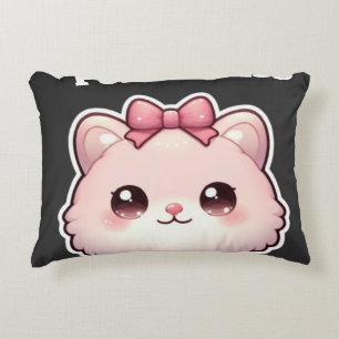 Purrincess Cute Pink Kitty Bow Design Decorative Cushion