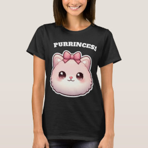 Purrincess Cute Pink Kitty Bow Design T-Shirt