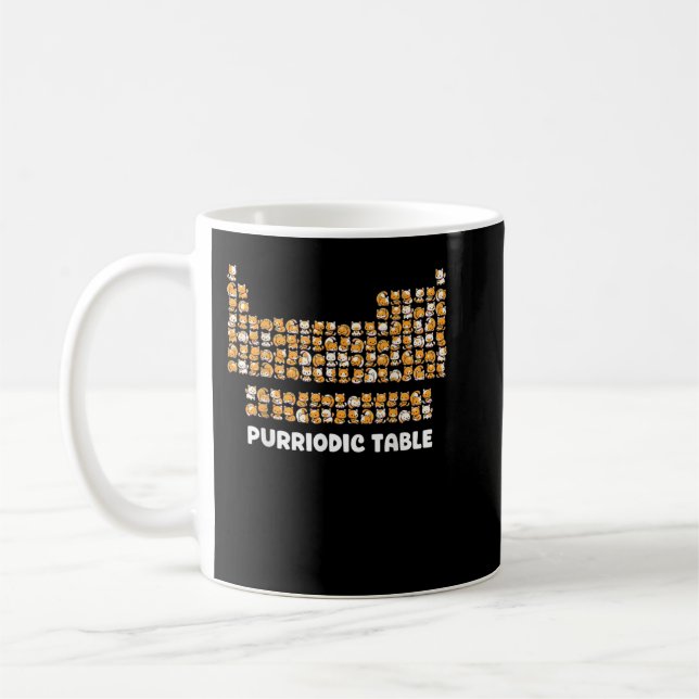 Purriodic Table Cat Chemistry Pun Periodic Table S Coffee Mug (Left)