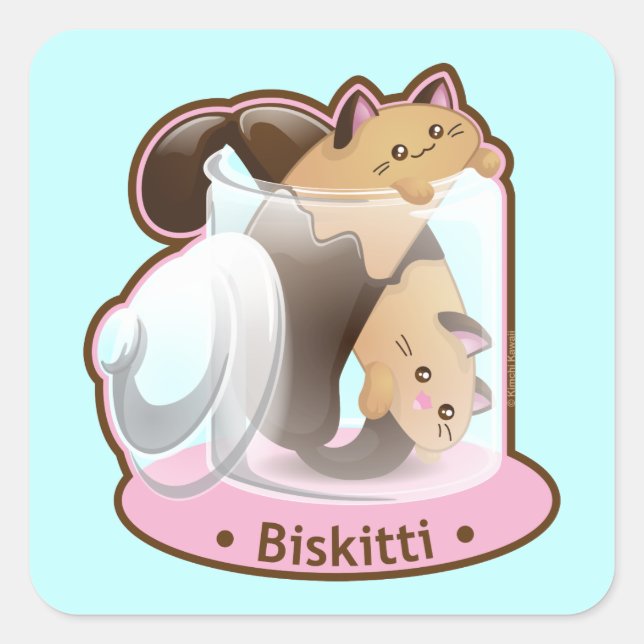 Purrista Pawfee: Biscotti Cats Square Sticker (Front)
