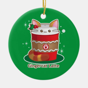 Purrista Pawfee: Cute Holiday Ginger Cat Coffee Ceramic Tree Decoration