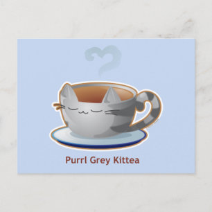 Purrista Pawfee: Grey Kitty Tea Mug Postcard