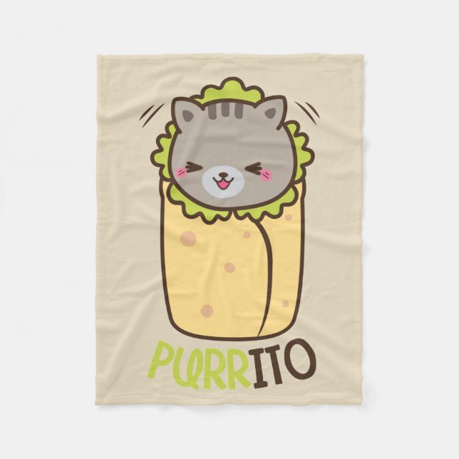 Purrito Burrito Cat Fleece Blanket (Front)