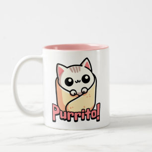 Purrito! Cute Burrito Cat Pun Two-Tone Coffee Mug