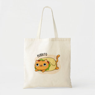Purrito Cute Kitty Cat Burrito Pun Tote Bag