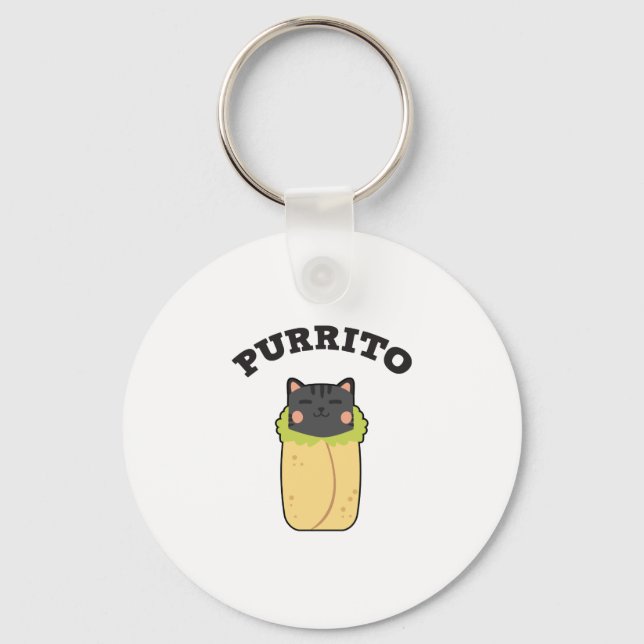 Purrito Funny Cat Pun Cat Lover Burrito Mexican Key Ring (Front)