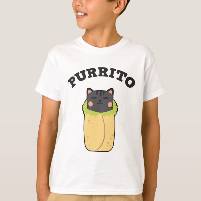 Purrito Funny Cat Pun Cat Lover Burrito Mexican T-Shirt (Front)