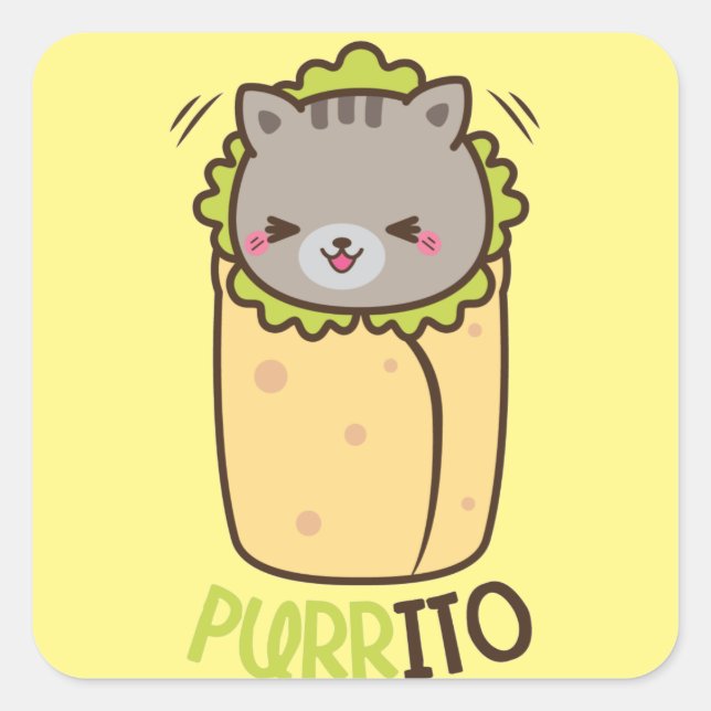 Purrito Kitty Burrito Square Sticker (Front)