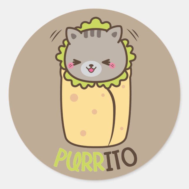 Purrito Kitty Cat Burrito Classic Round Sticker (Front)