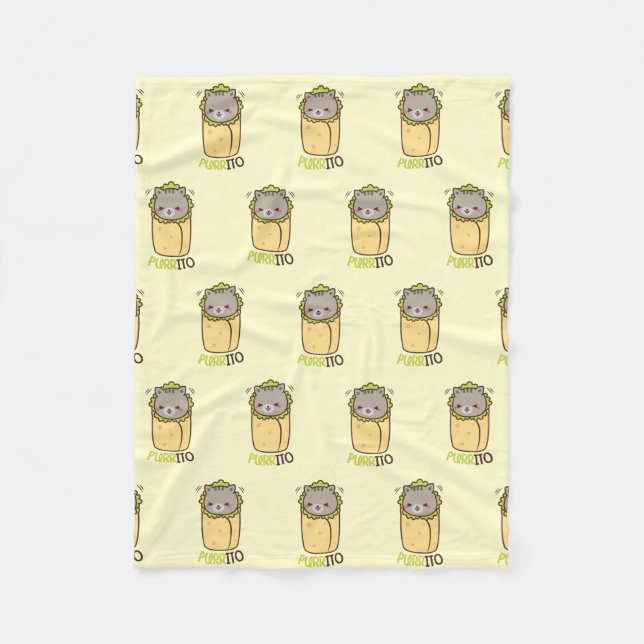 Purrito Kitty Cat Burrito Fleece Blanket (Front)