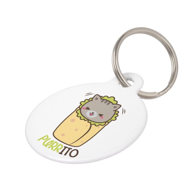Purrito Kitty Cat Burrito Pet Tag (Side)