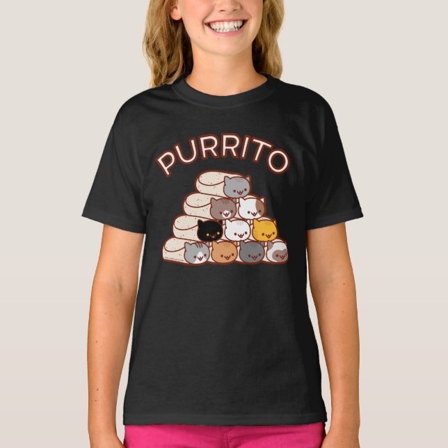 PURRITO PYRAMID Cat Burrito Kids T-Shirt (Front)