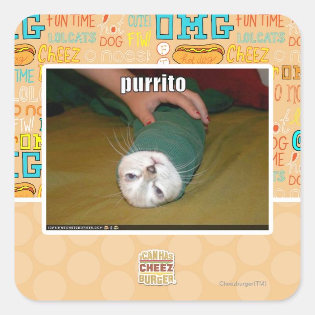 purrito square sticker (Front)