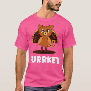 Purrkey Turkey Cat Pun Funny Thanksgiving Cat Love T-Shirt