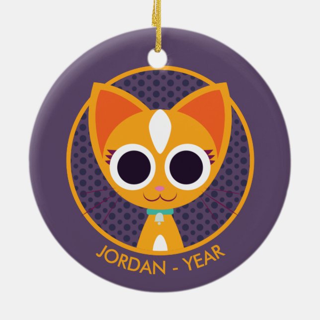 Purrl the Cat Ceramic Tree Decoration (Back)