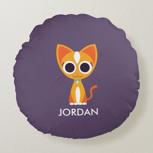 Purrl the Cat Round Cushion (Front)