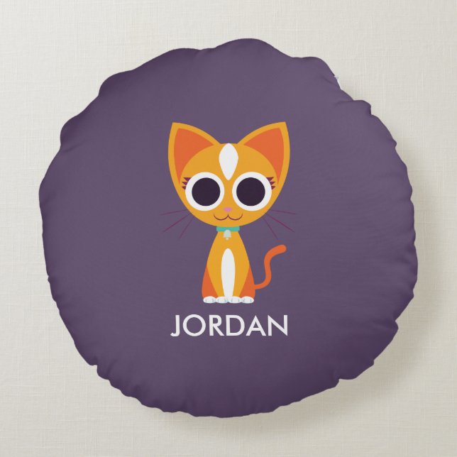 Purrl the Cat Round Cushion (Back)