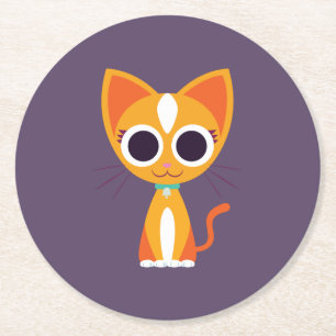 Purrl the Cat Round Paper Coaster