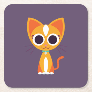 Purrl the Cat Square Paper Coaster
