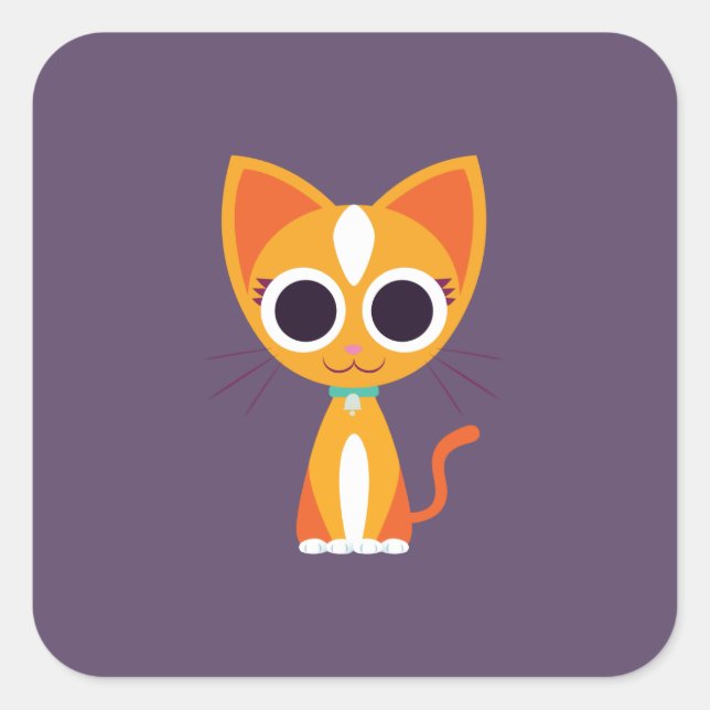 Purrl the Cat Square Sticker (Front)
