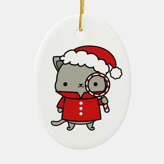 Purrlock Claus Ceramic Tree Decoration (Front)