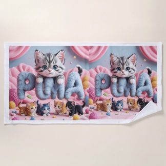 PURRMA Cute Kitten Beach Towel