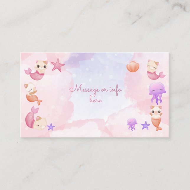 Purrmaid cat mermaid cute girl  birthday enclosure card (Front)