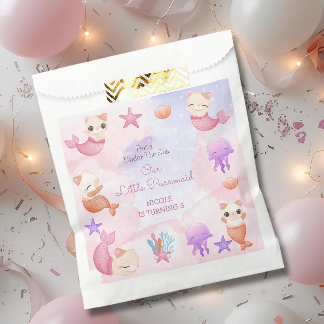 Purrmaid cat mermaid cute girl birthday favour bags (Creator Uploaded)