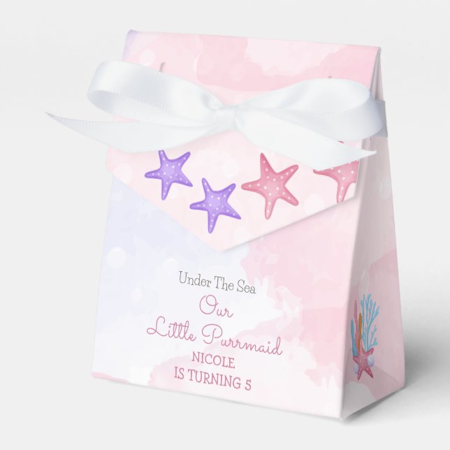 Purrmaid cat mermaid cute girl birthday  favour box (Front Side)