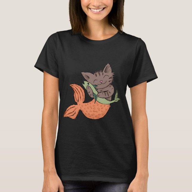 Purrmaid With Fish T-Shirt (Front)