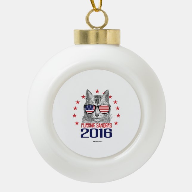 Purrnie Sanders 2016 Ceramic Ball Christmas Ornament (Front)