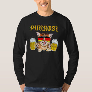 Purrost Cat Drinking Beer Germany Festival Prost T-Shirt