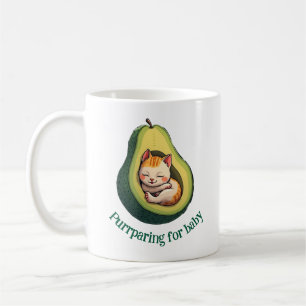 Purrparing for Baby Cute Avocado Cat Pregnancy Mug