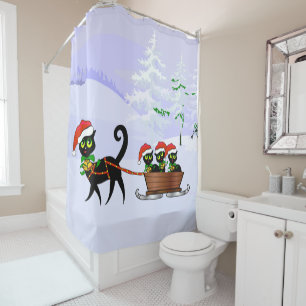 Purrr-fect Christmas Kittens Shower Curtain