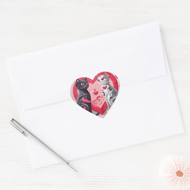 Purrr-fect Love Heart Sticker (Envelope)
