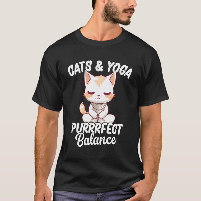 Purrrfect Balance Yoga And Cats T-Shirt (Front)