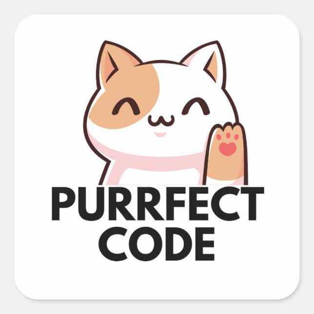 Purrrfect code square sticker (Front)