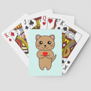 Purrrfect Love Blue Playing Cards