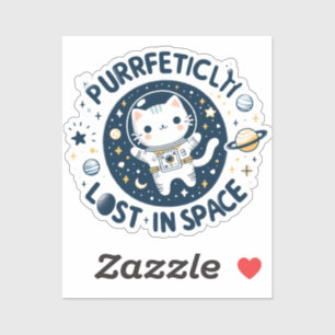 Purrrfectly Lost in Space Cute Cat Astronaut Vinyl