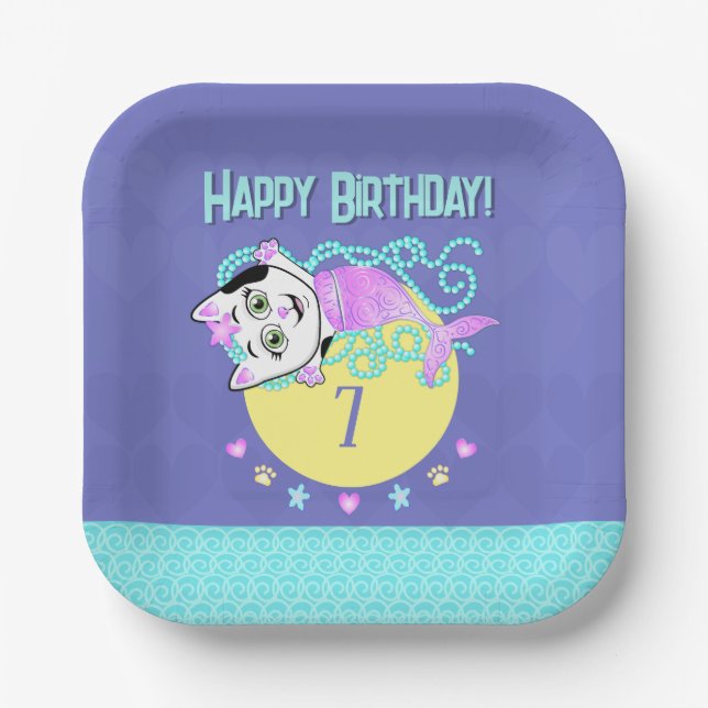 Purrrmaid Invitation Paper Plate (Front)