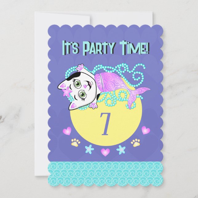 Purrrmaid Party Time Invitation (Front)