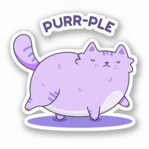Purrrr-ple Cute Fat Kitty Cat Pun Sticker
