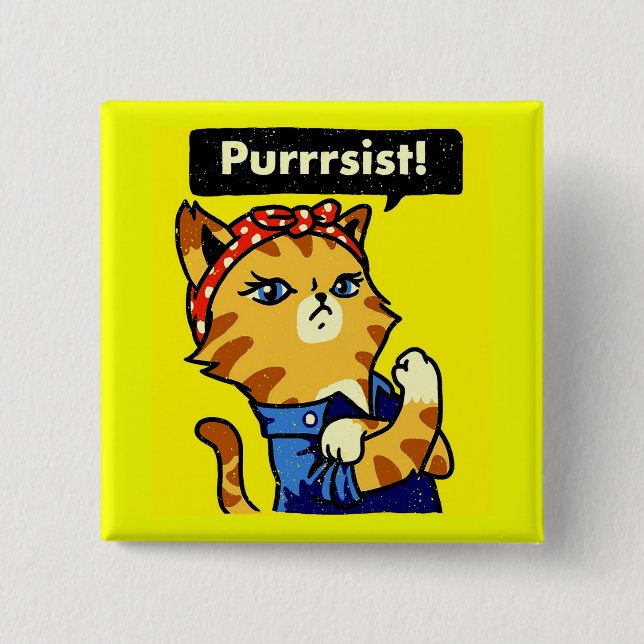 Purrrsist Cat Purrsist 15 Cm Square Badge (Front)