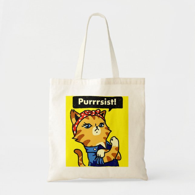 Purrrsist, Cat Purrsist, cat pursist Tote Bag (Front)