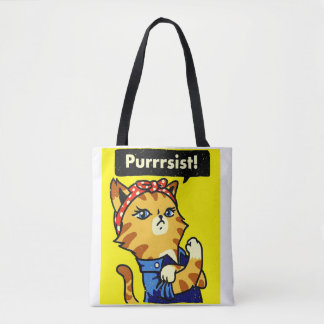 Purrrsist tote, Resist Purrrsist Tote Bag