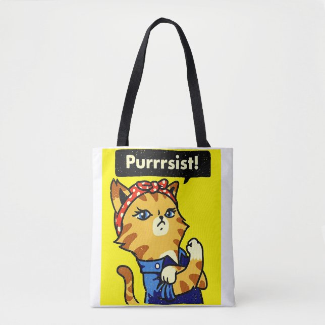Purrrsist tote, Resist Purrrsist Tote Bag (Front)