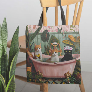 Purrs and Bubbles: A Cat-tastic Bath Scene Tote Bag