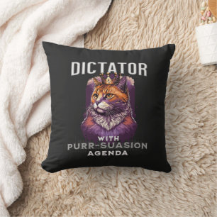Purrsuasion Agenda Funny Cat Quote Cushion