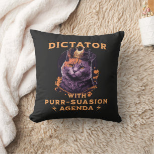 Purrsuasion Agenda Funny King Cat Cushion